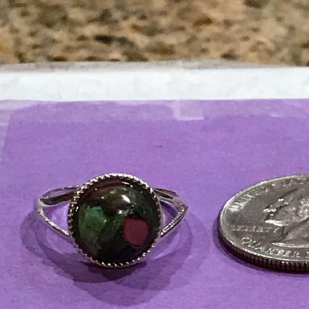 Multi Color Copper Turquoise Silver Ring - image 5